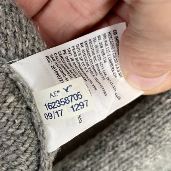 American Eagle Outfitters Men's Sweater S Gray Speckled Crewneck Cotton/Wool Ble - Picture 10 of 12